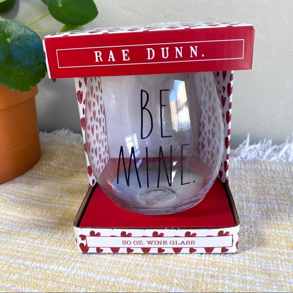 NWT Rae Dunn Be Mine Large 30oz Stemless Wine Glass